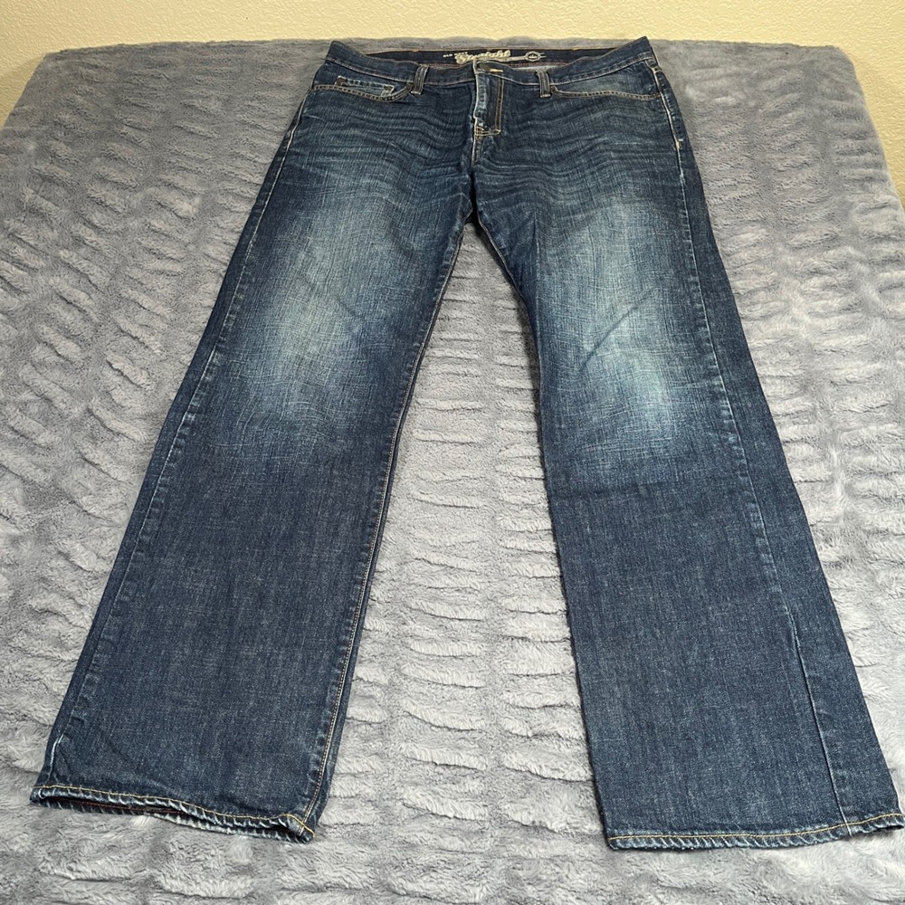 Old Navy‎ Straight Leg Mens Jeans Dark Wash Denim 36x32 Blue 100% Cotton AN646
